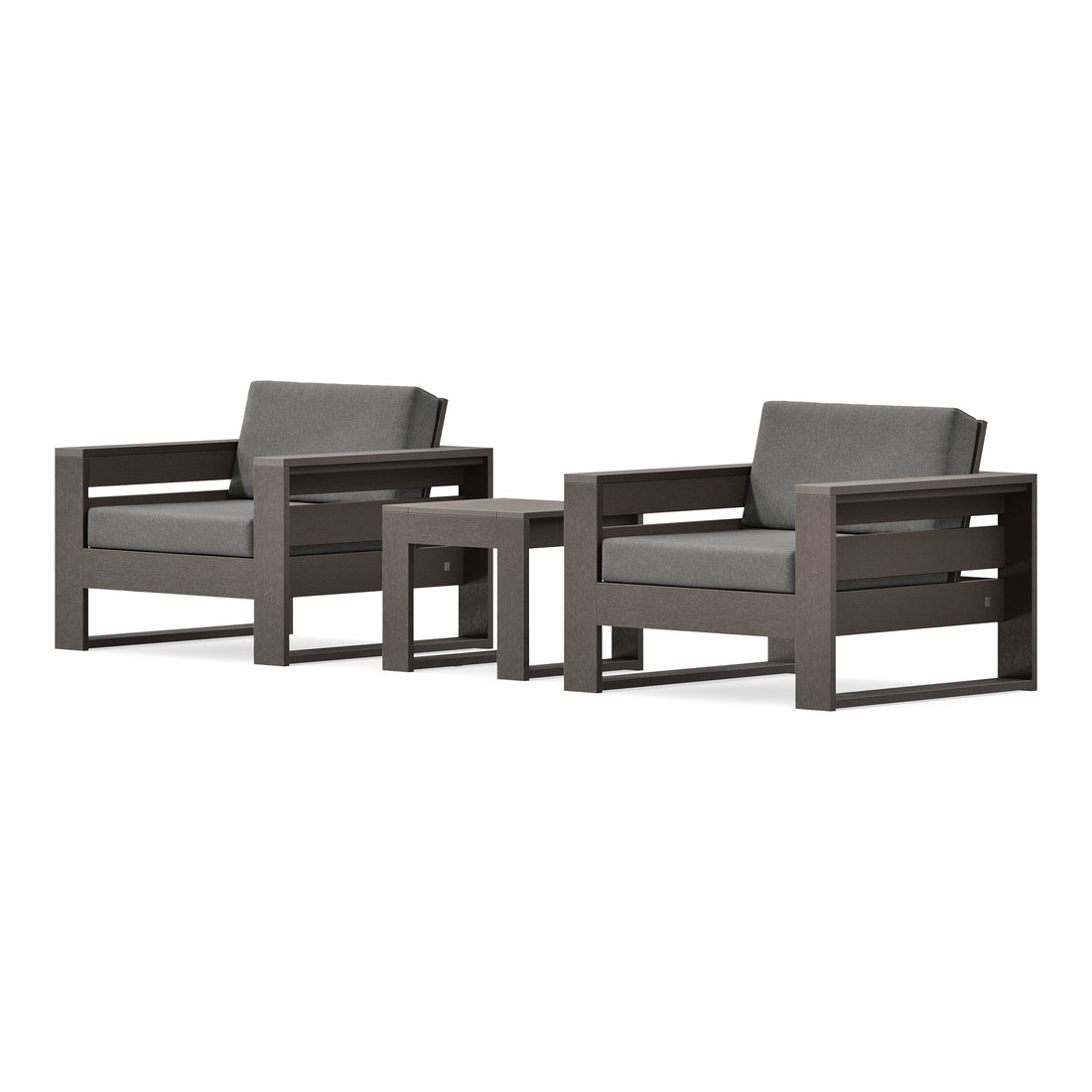POLYWOOD PW Designer Series Latitude 3-Piece Lounge Chair Set in Vintage Coffee / Ash Charcoal