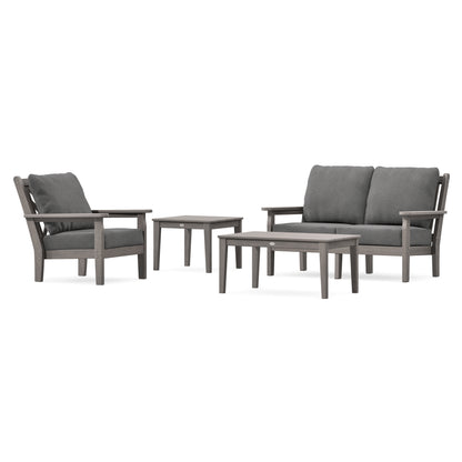 POLYWOOD Chippendale 4-Piece Deep Seating Set in Driftwood