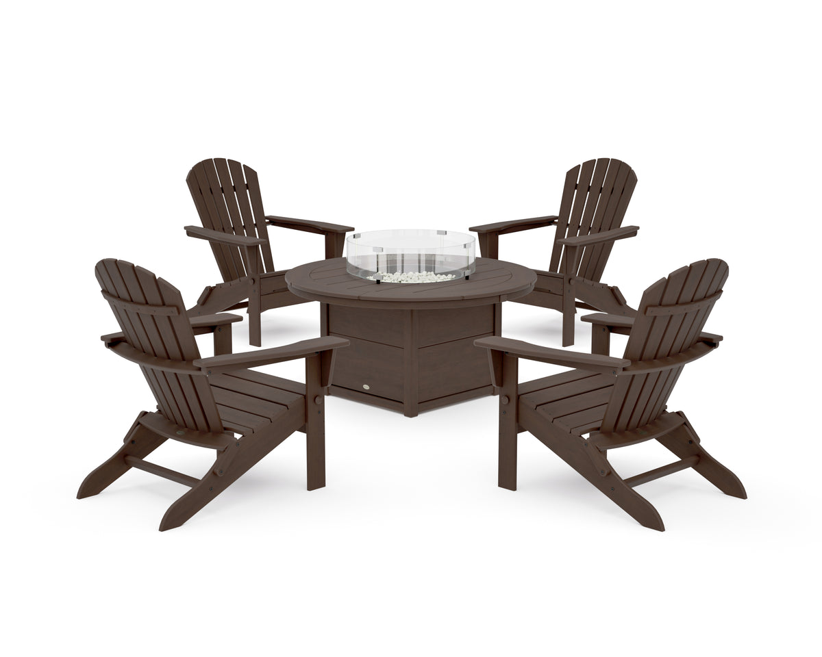POLYWOOD South Beach 5-Piece Folding Adirondack Fire Chat Set in Kona