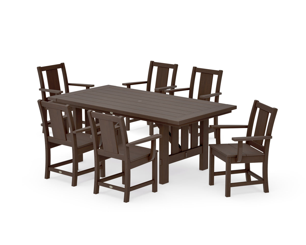 POLYWOOD Prairie Arm Chair 7-Piece Mission Dining Set in Kona