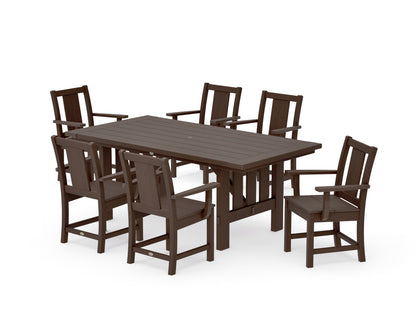 POLYWOOD Prairie Arm Chair 7-Piece Mission Dining Set in Kona