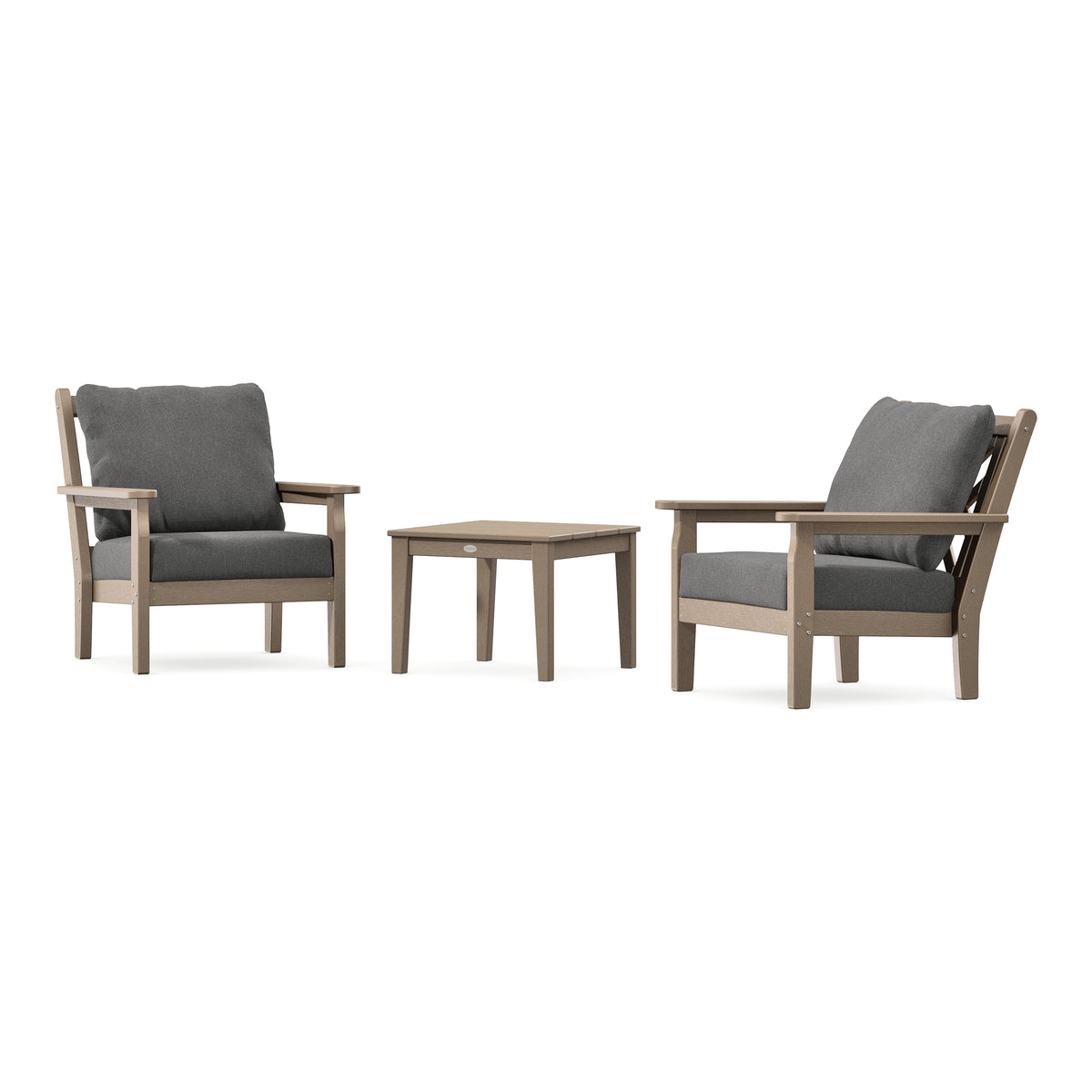 POLYWOOD Chippendale 3-Piece Deep Seating Set in Vintage Sahara