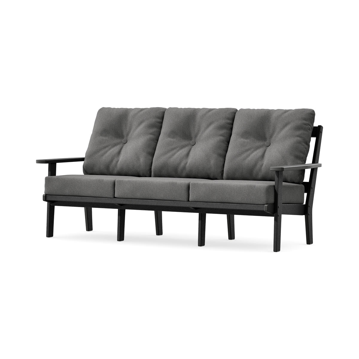 POLYWOOD Oxford Deep Seating Sofa in Black / Ash Charcoal