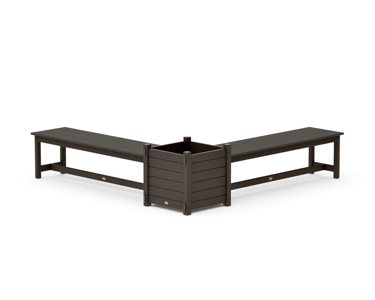 POLYWOOD 60" Nautical L-Shaped Planter Bench Set - Large in Vintage Coffee