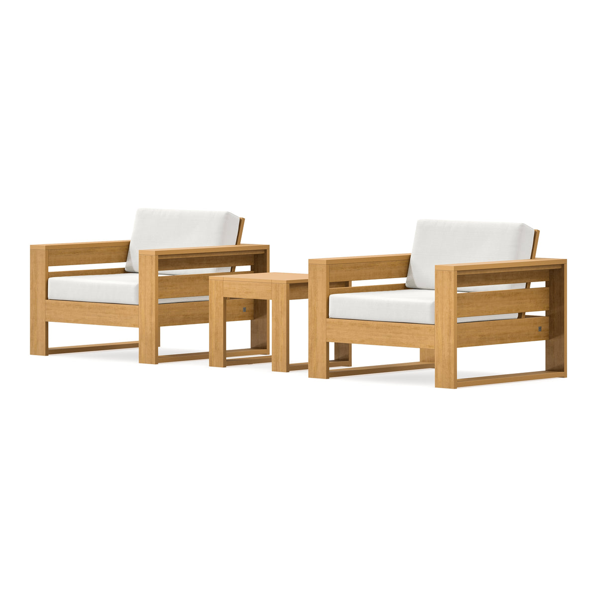 POLYWOOD PW Designer Series Latitude 3-Piece Lounge Chair Set in Natural / Natural Linen