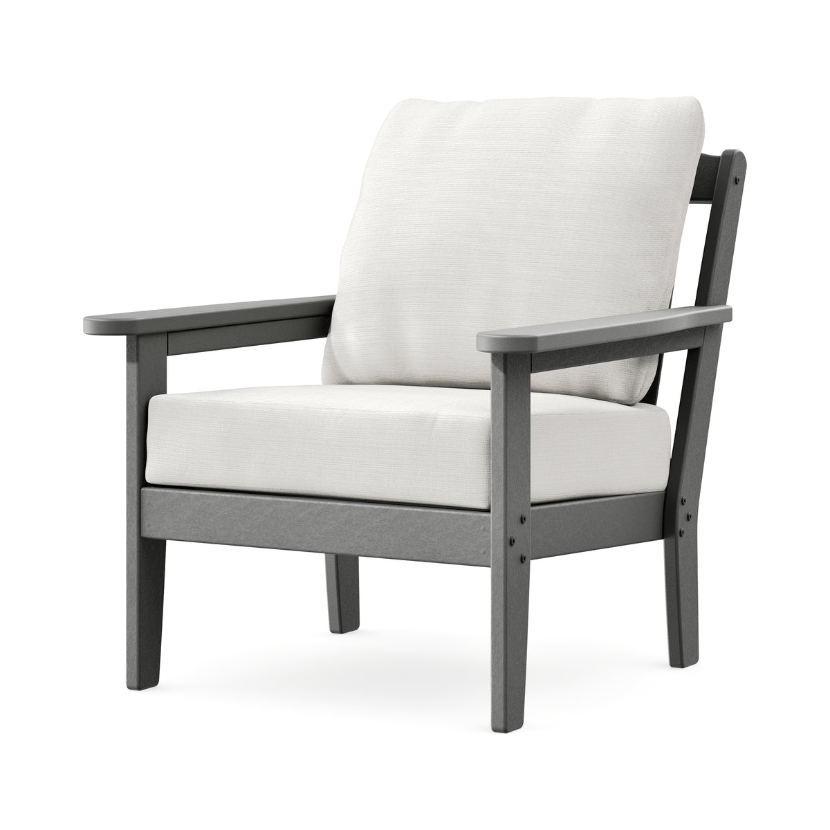 POLYWOOD Cottage Deep Seating Chair in Slate Grey / Natural Linen
