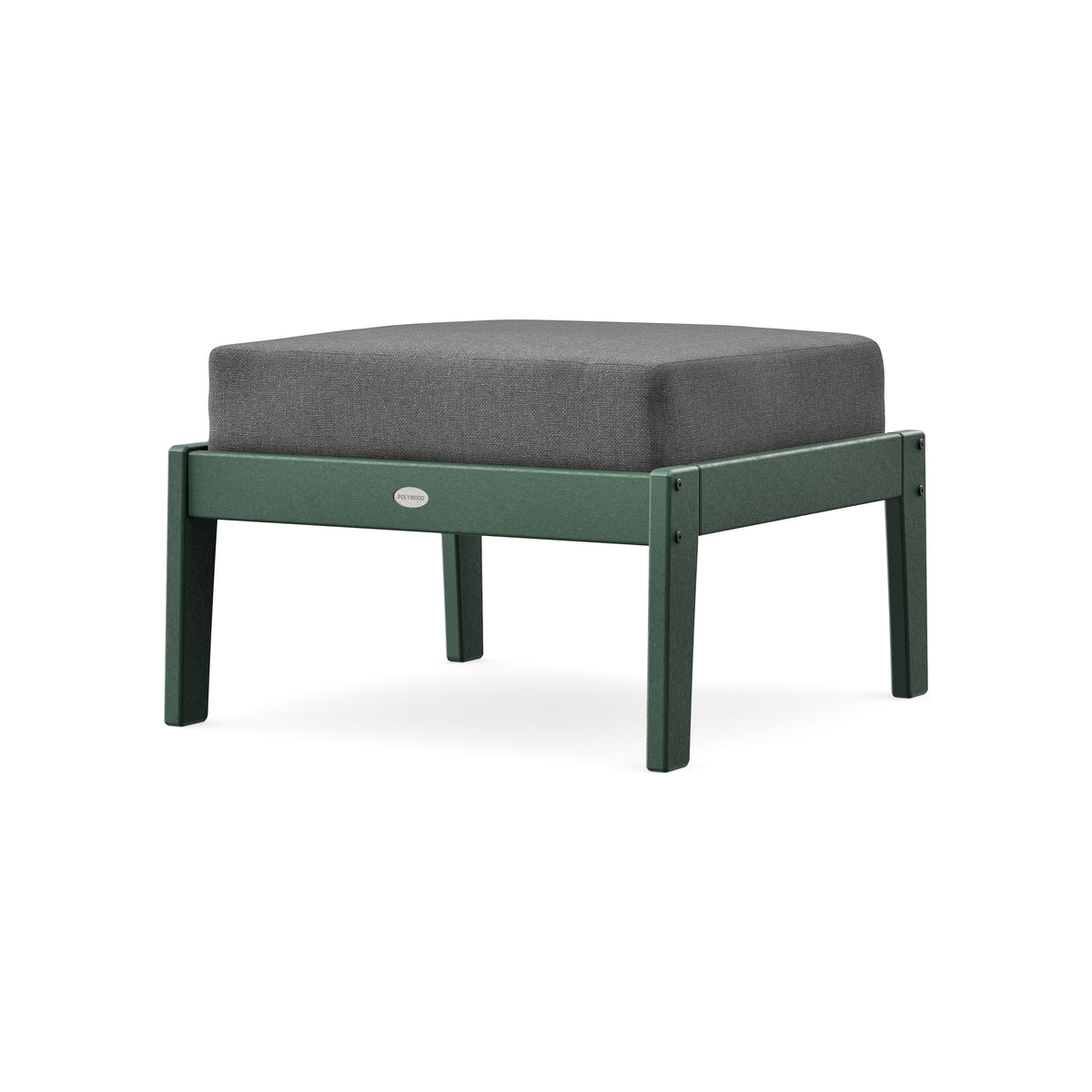 POLYWOOD Lakeside Deep Seating Ottoman in Green / Ash Charcoal