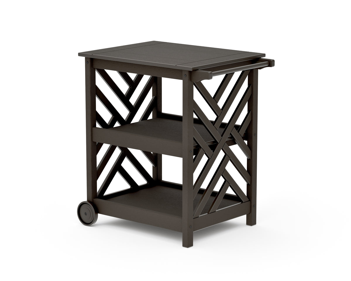 POLYWOOD Chippendale Bar Cart in Vintage Coffee