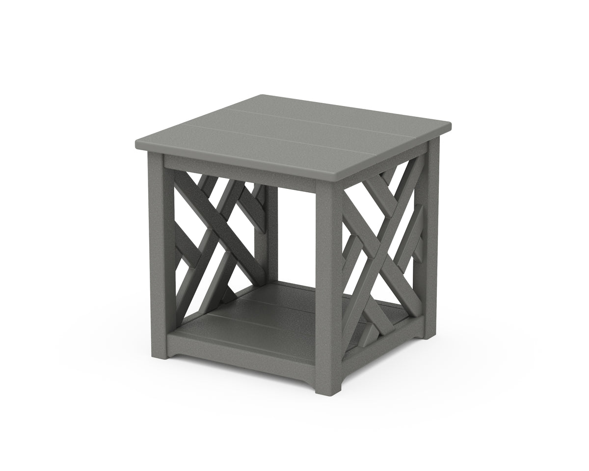 POLYWOOD Chippendale Accent Table in Slate Grey