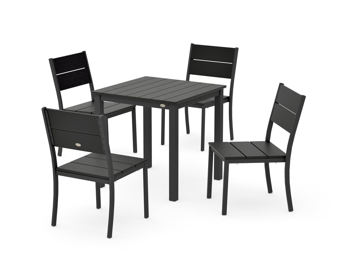 POLYWOOD Main Street 5-Piece Square Dining Set- Small in Black / Black