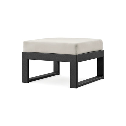 POLYWOOD Modular Ottoman - Modern in Black / Blend Linen