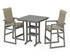 POLYWOOD EDGE Woven Highback 3-Piece Farmhouse Bar Set with Trestle Legs in Slate Grey / Dune Grass