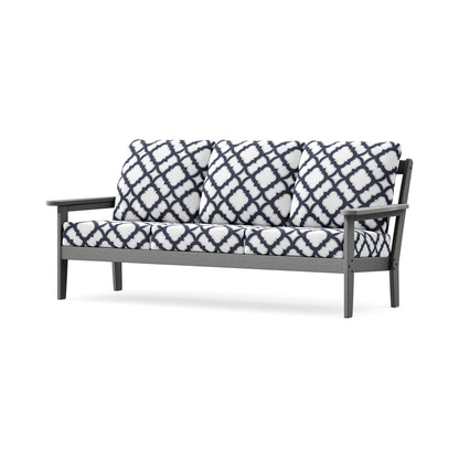 POLYWOOD Cottage Deep Seating Sofa in Slate Grey / Trellis Navy