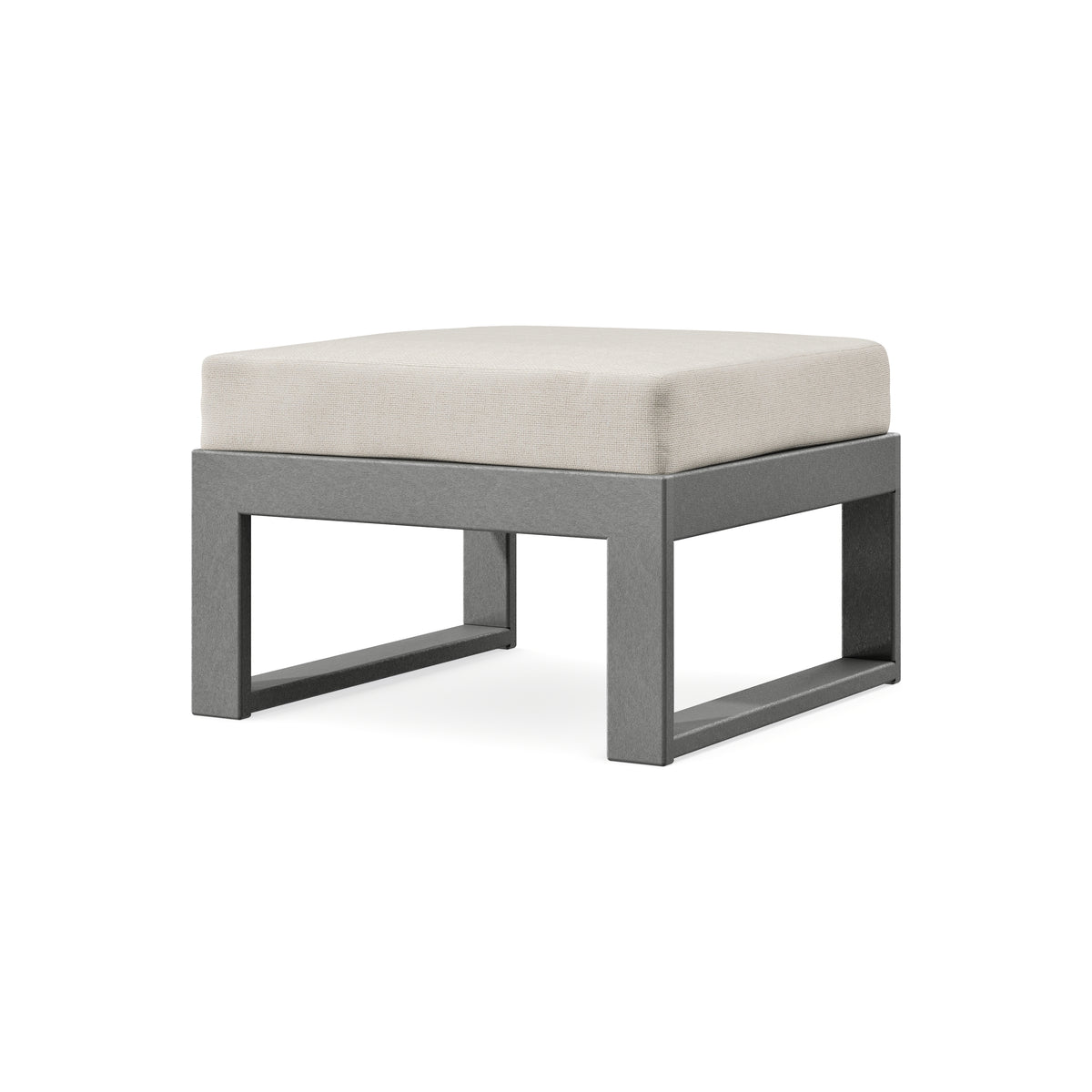POLYWOOD Modular Ottoman - Modern in Slate Grey / Dune Burlap