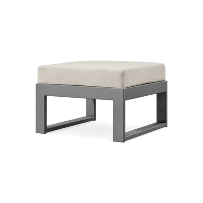 POLYWOOD Modular Ottoman - Modern in Slate Grey / Dune Burlap