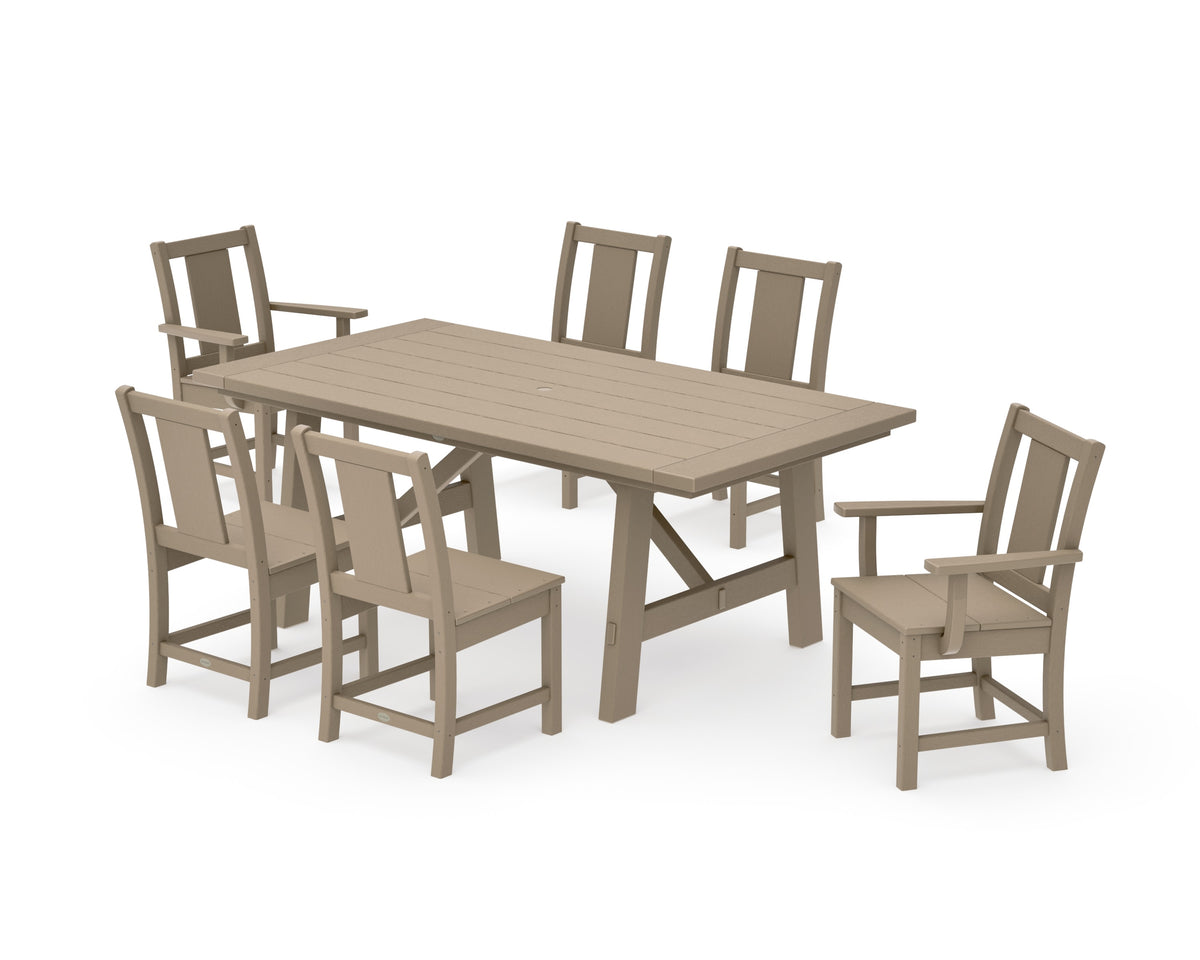POLYWOOD Prairie 7-Piece Rustic Farmhouse Dining Set in Vintage Sahara