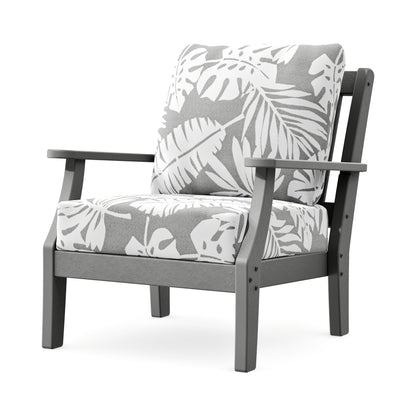 POLYWOOD Chinoiserie Deep Seating Chair in Slate Grey / Leaf Grey Mist