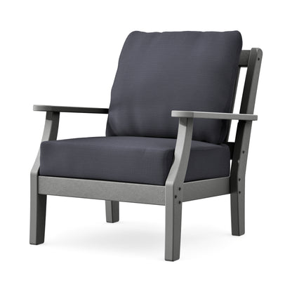 POLYWOOD Chinoiserie Deep Seating Chair in Slate Grey / Midnight Linen