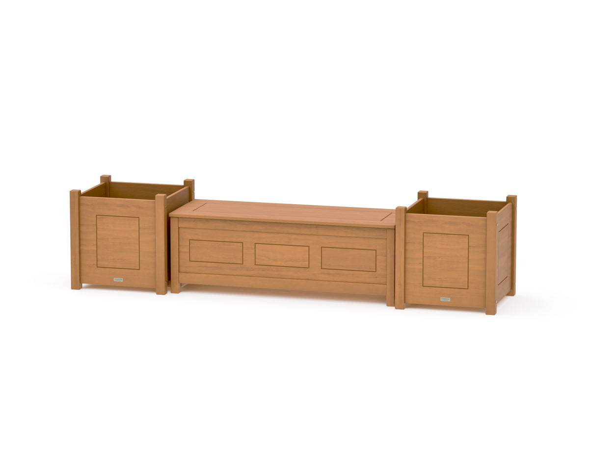 POLYWOOD 48" Country Living Straight Planter Storage Bench Set - Large in Natural