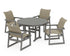 POLYWOOD EDGE Woven 5-Piece Round Farmhouse Dining Set in Slate Grey / Dune Grass