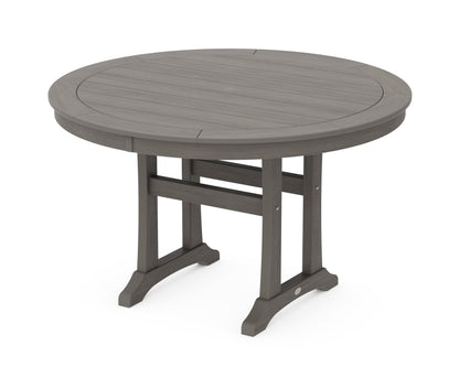 POLYWOOD Nautical Trestle 48" Round Dining Table in Driftwood