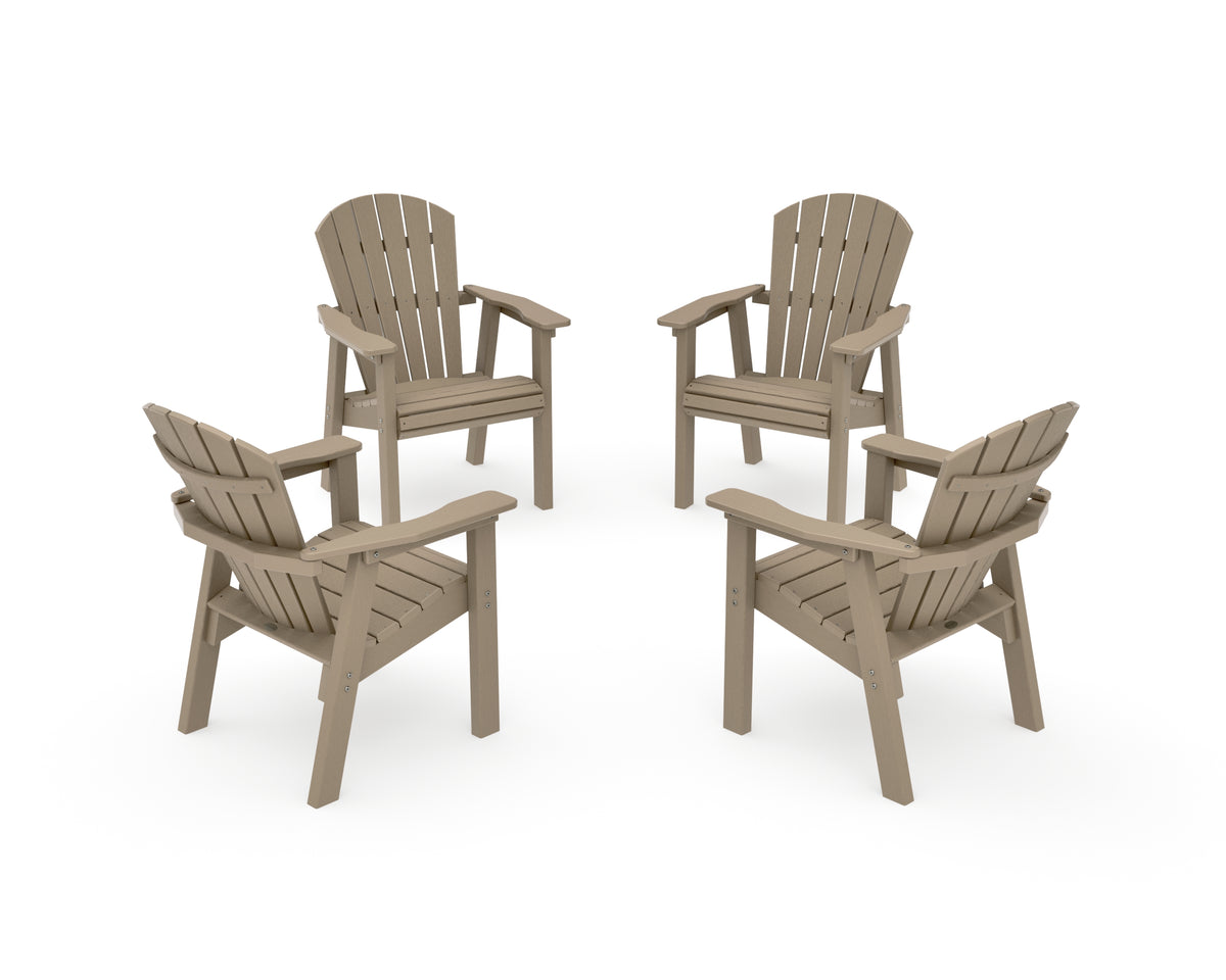 POLYWOOD Seashell 4-Piece Upright Adirondack Conversation Set in Vintage Sahara