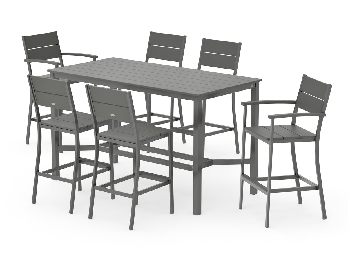 POLYWOOD Main Street 7-Piece Bar Set in Charcoal / Slate Grey