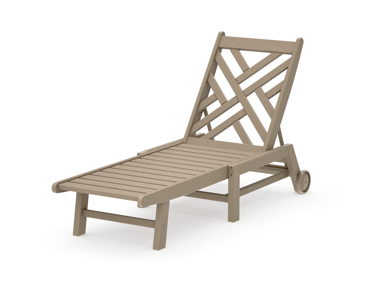 POLYWOOD Chippendale Chaise with Wheels in Vintage Sahara