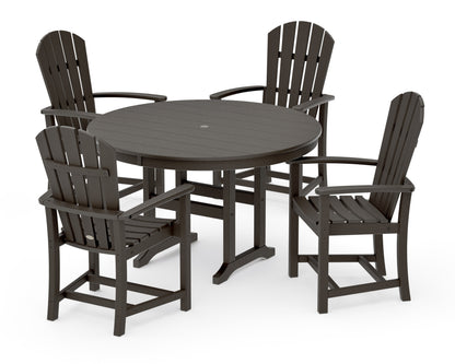 POLYWOOD Palm Coast 5-Piece Round Farmhouse Dining Set in Vintage Coffee