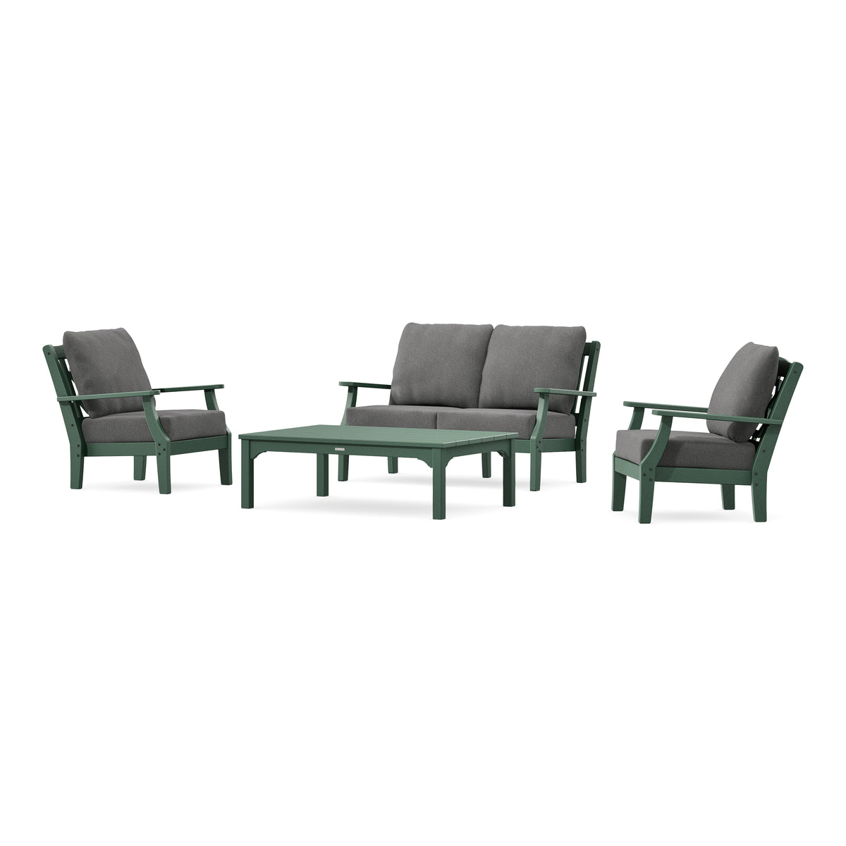 POLYWOOD Chinoiserie 4-Piece Deep Seating Set with Loveseat in Green