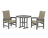 POLYWOOD Coastal Woven High-Back 3-Piece Dining Set in Slate Grey / Dune Grass