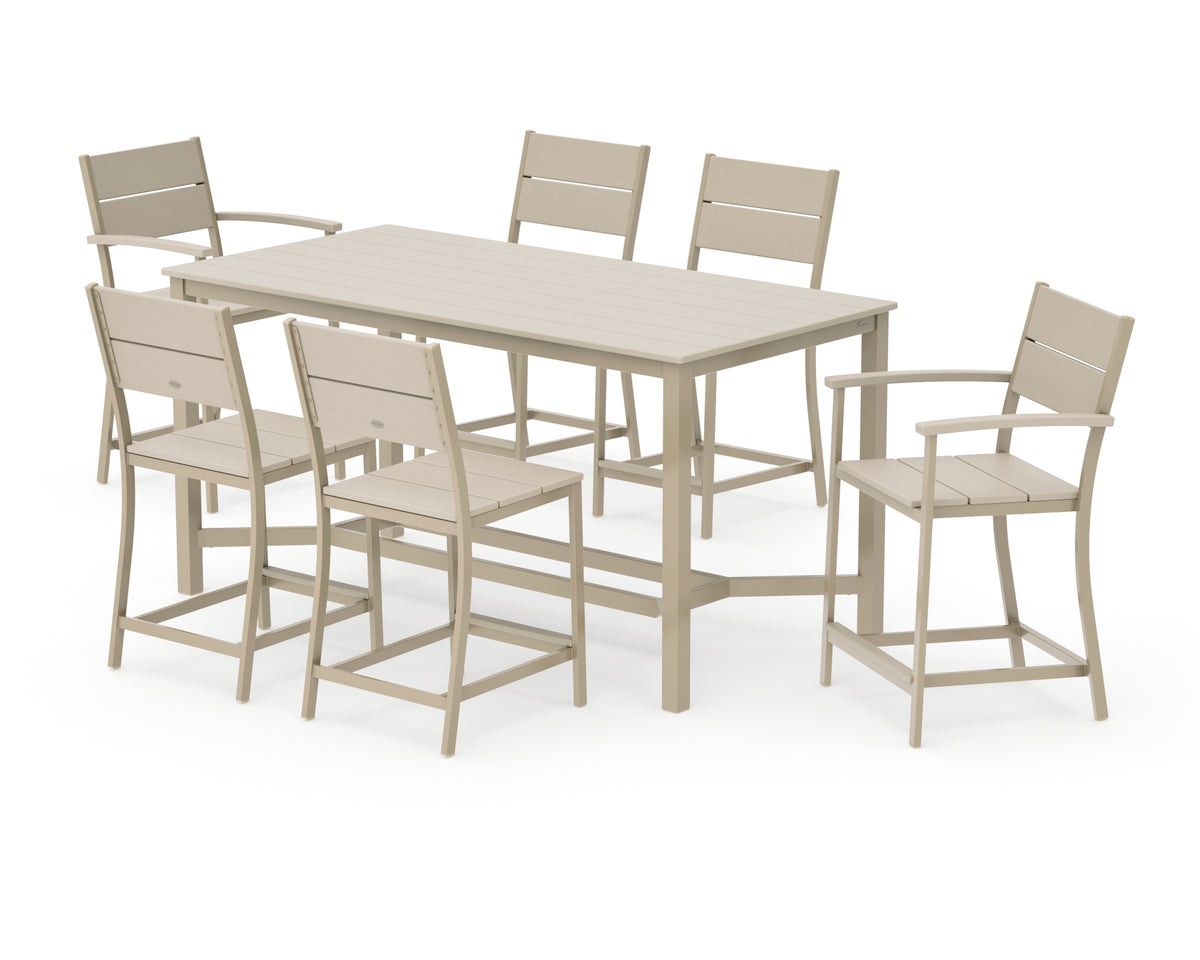 POLYWOOD Main Street 7-Piece Counter Set in Sand / Sand