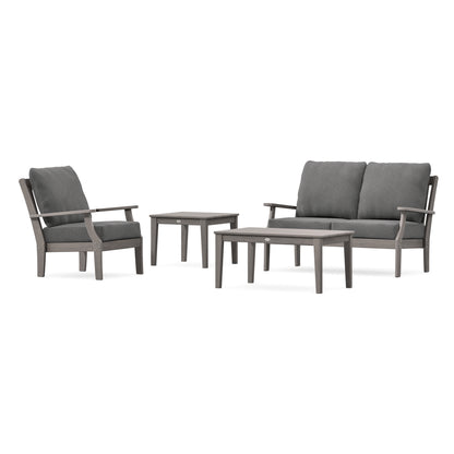 POLYWOOD Braxton 4-Piece Deep Seating Set in Driftwood