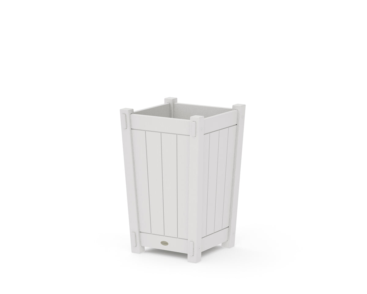 POLYWOOD Vineyard Tapered Square Short Planter Box in Vintage White
