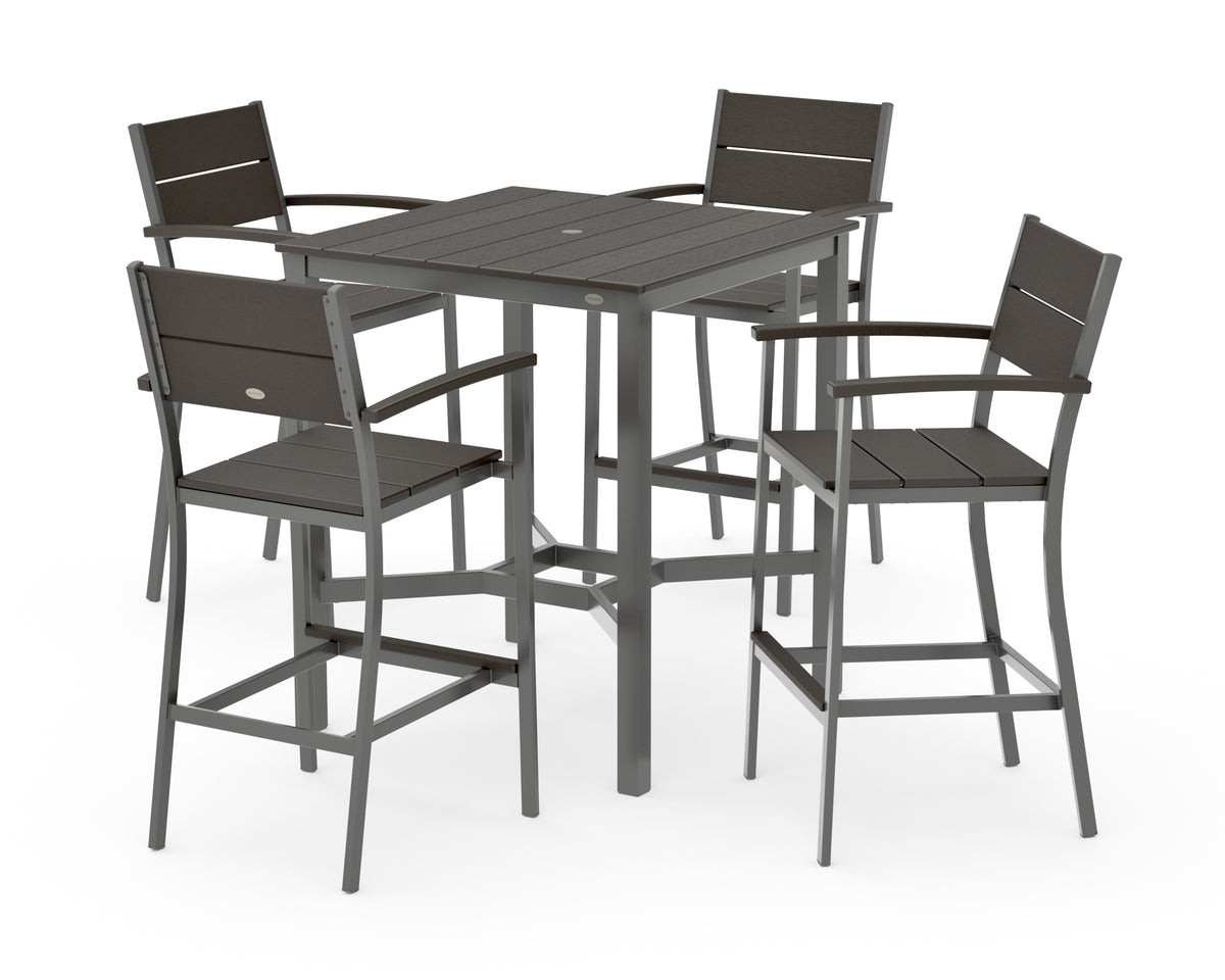 POLYWOOD Main Street 5-Piece Bar Set in Charcoal / Vintage Coffee
