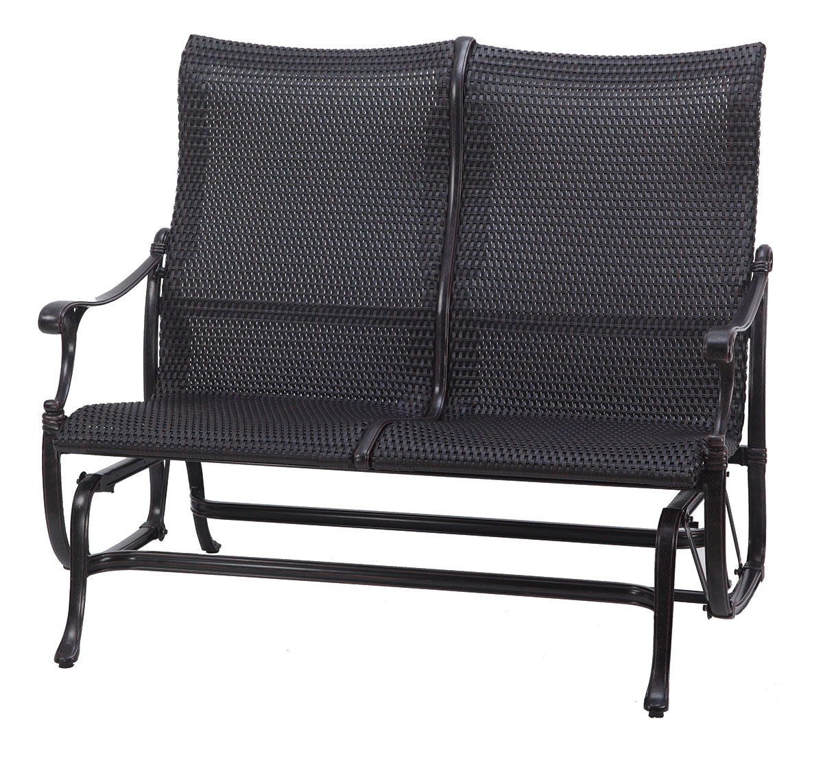Gensun Michigan Woven High Back Loveseat Glider in Carbon
