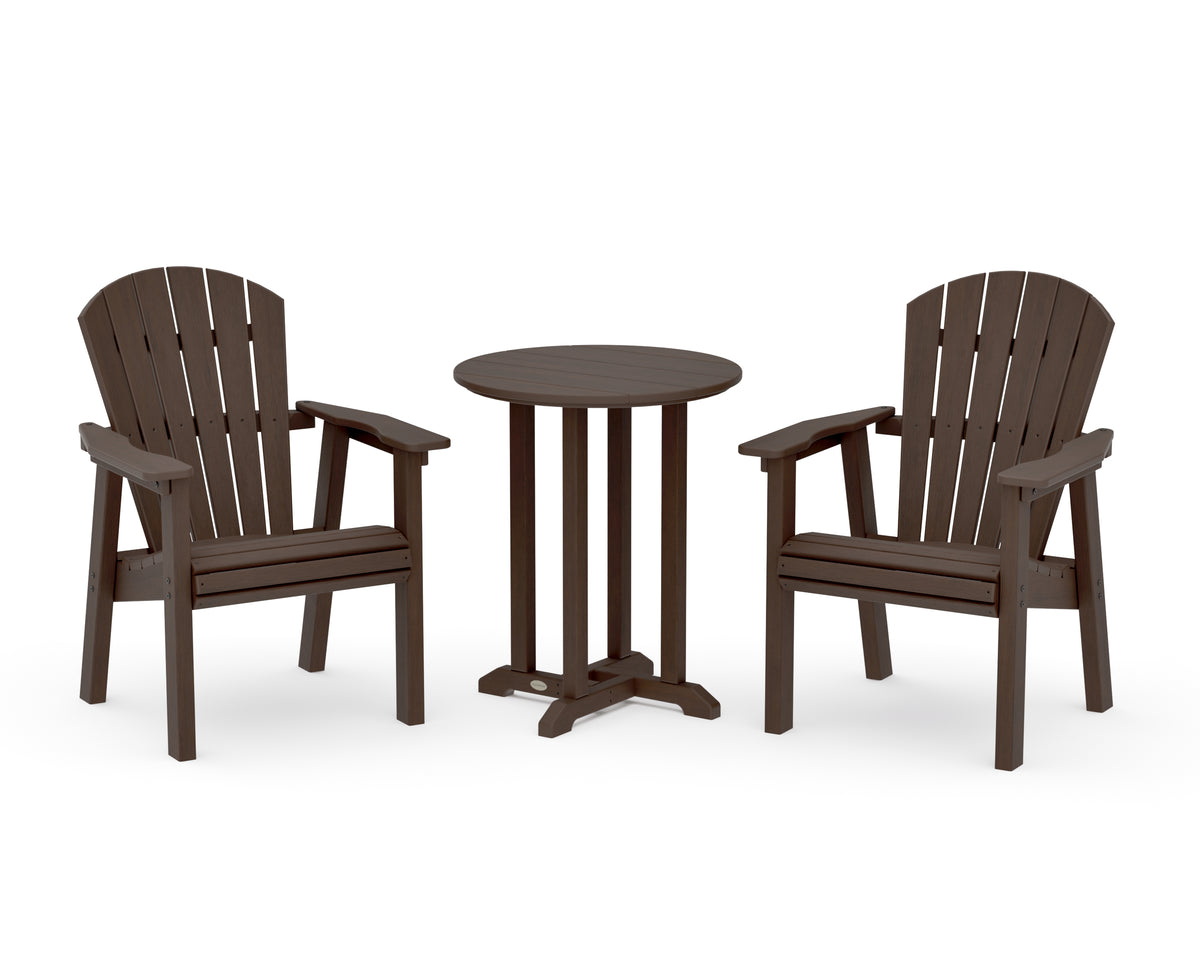 POLYWOOD Seashell 3-Piece Round Farmhouse Bistro Dining Set in Kona
