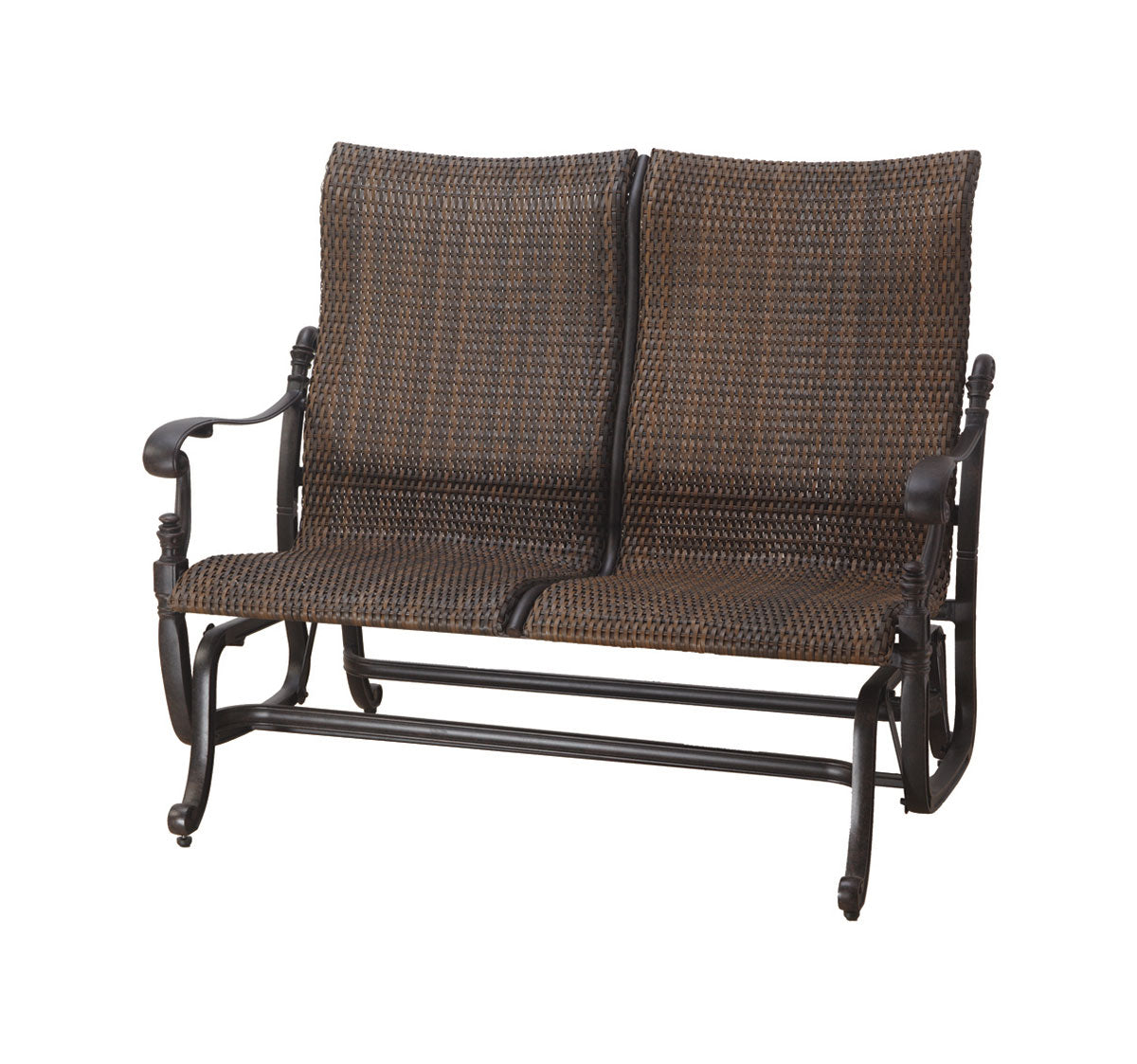 Gensun Florence Woven High Back Loveseat Glider in Carbon
