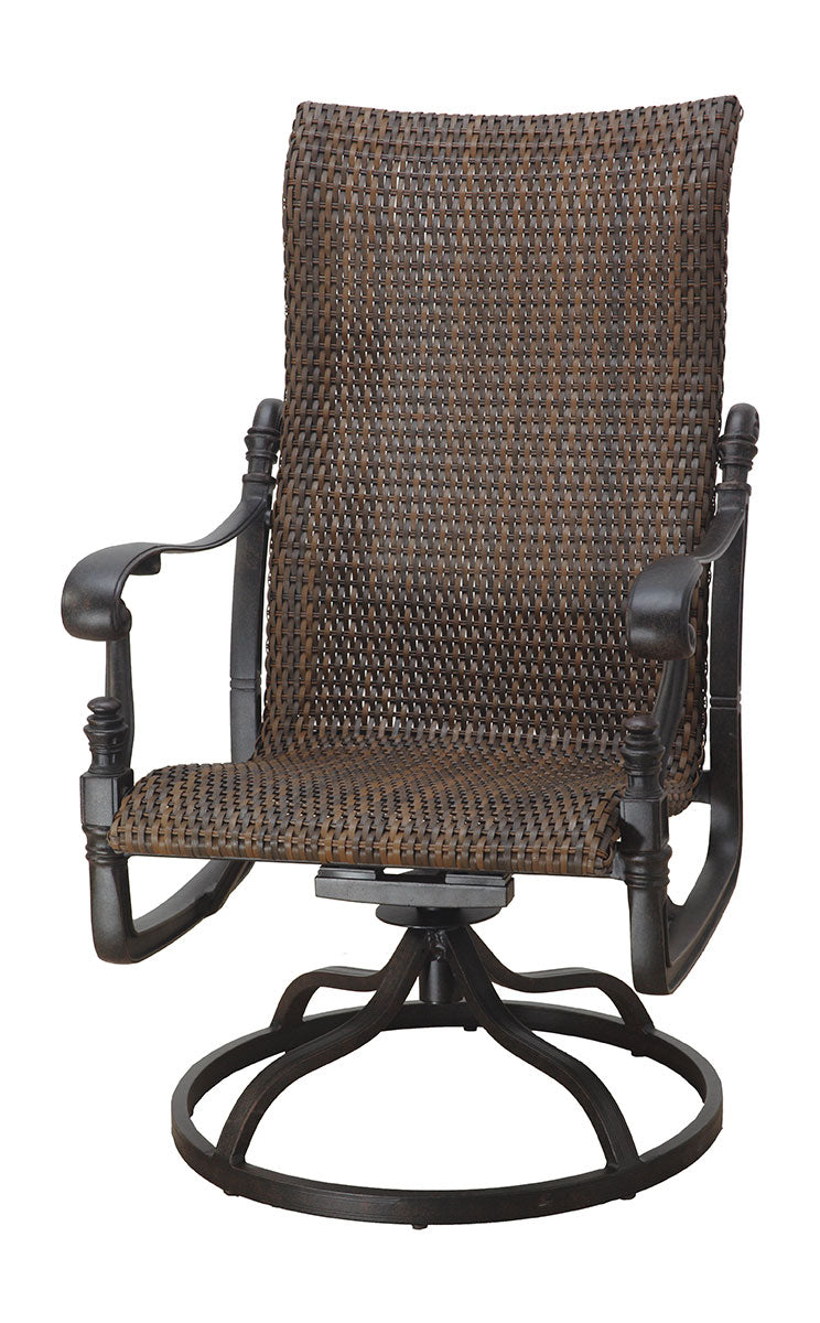 Gensun Florence Woven High Back Swivel Rocker in Carbon