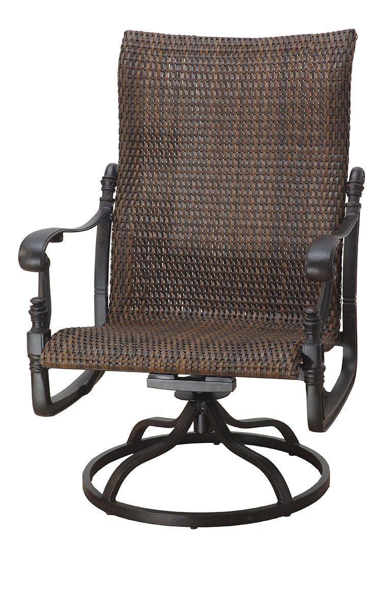 Gensun Florence Woven High Back Swivel Rocking Lounge Chair in Carbon