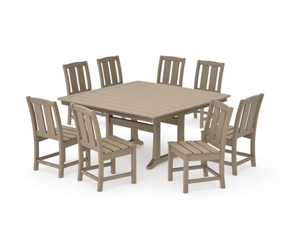 POLYWOOD Mission Side Chair 9-Piece Square Dining Set with Trestle Legs in Vintage Sahara