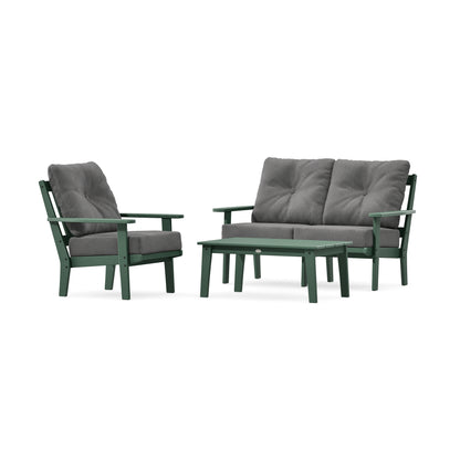 POLYWOOD Oxford 3-Piece Deep Seating Set with Loveseat in Green