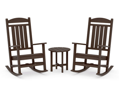 POLYWOOD Presidential 3-Piece Rocker Set with Round Side Table in Kona