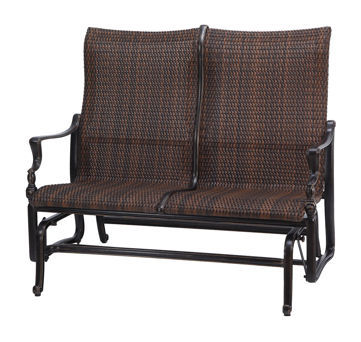 Gensun Bel Air Woven High Back Loveseat Glider in Midnight Gold