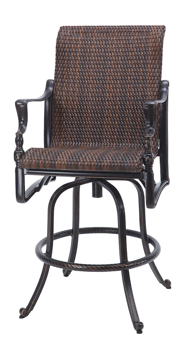 Gensun Bel Air Woven Swivel Bar Stool in Midnight Gold