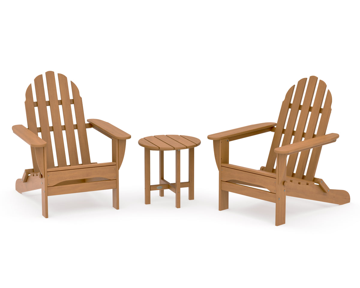 POLYWOOD Classic Folding Adirondack 3-Piece Set in Natural
