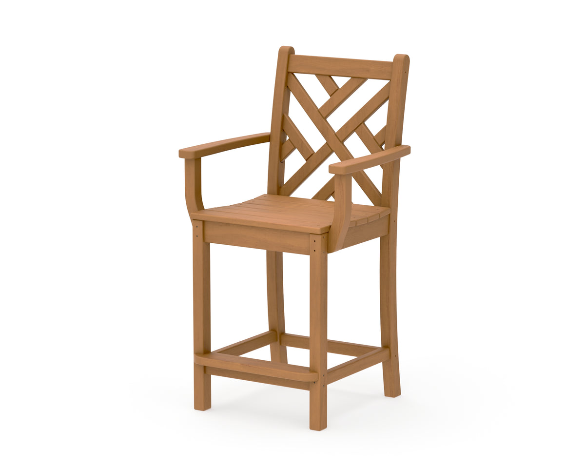 POLYWOOD Chippendale Counter Arm Chair in Natural