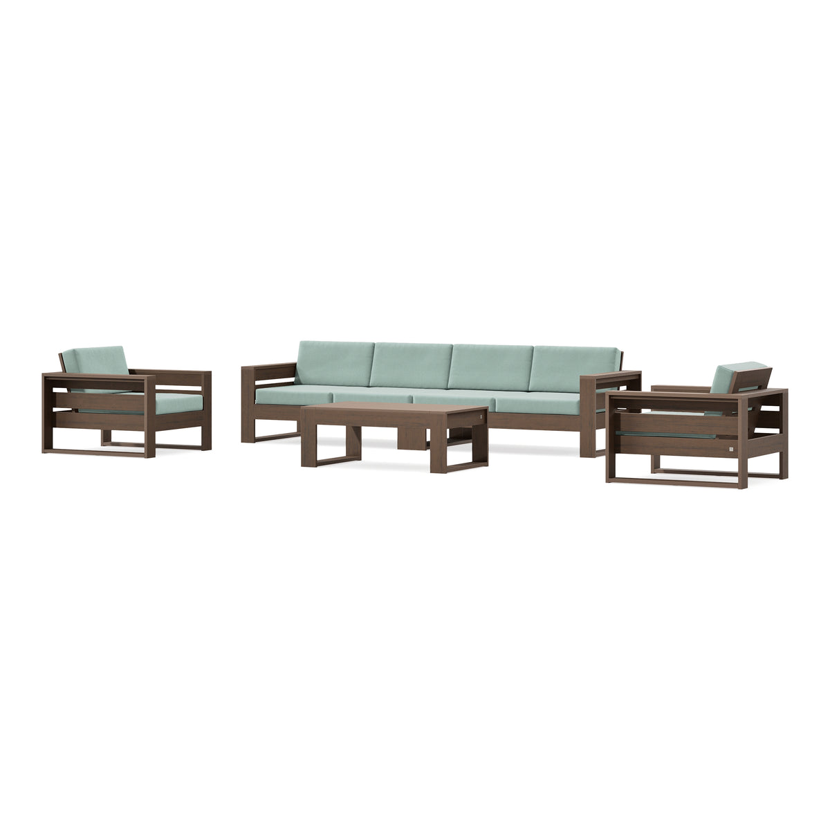 POLYWOOD PW Designer Series Latitude 5-Piece Lounge Sofa Set in Kona / Spa