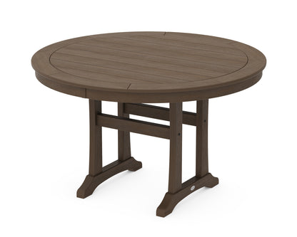 POLYWOOD Nautical Trestle 48" Round Dining Table in Kona