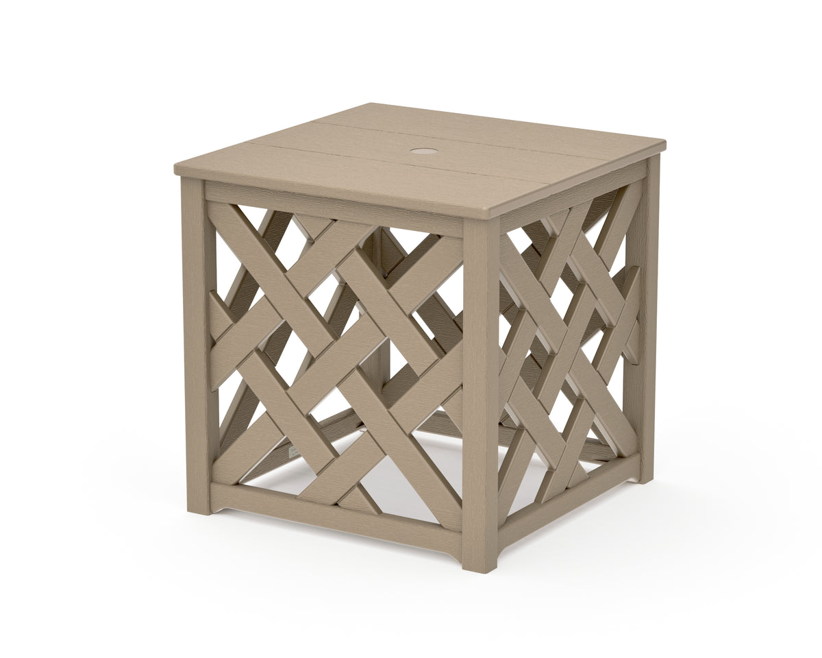POLYWOOD Wovendale Accent Umbrella Table in Vintage Sahara